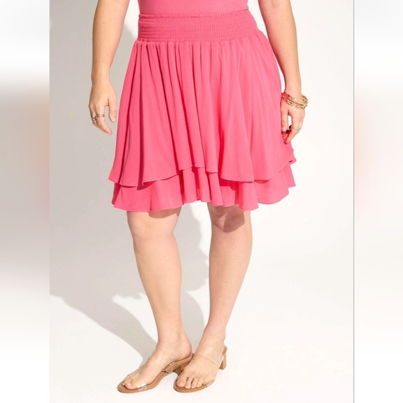 Torrid Coral Pink Tiered Minincrinkle gauze Skirt 3x - Picture 2 of 10